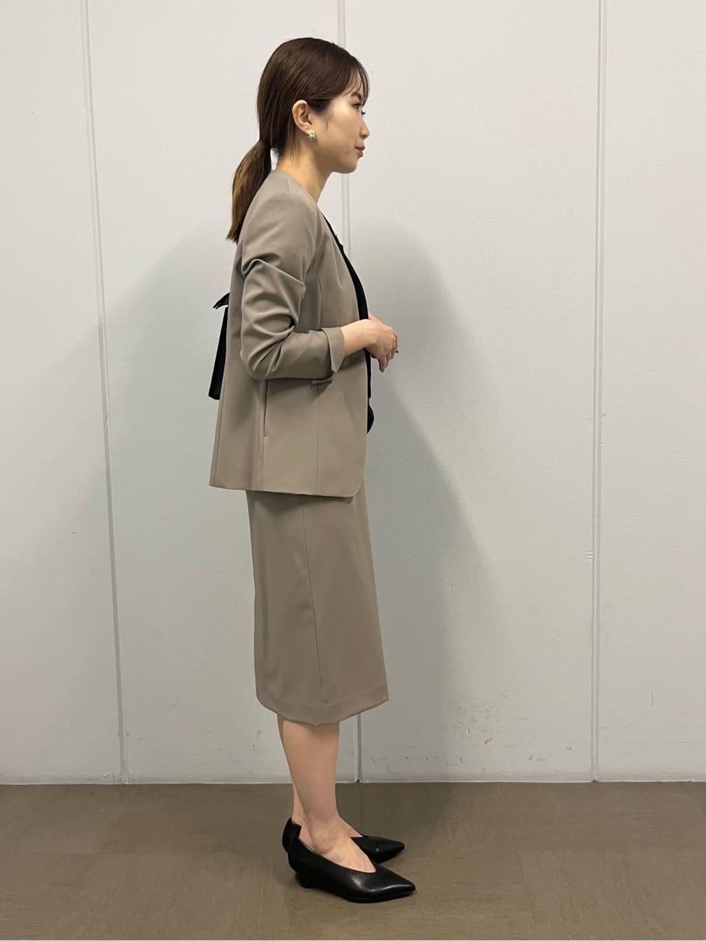 shokoさんの「INDIVI｜【定番スーツ/洗える/UVケア】ストレッチノーカラージャケット」を使ったコーディネート