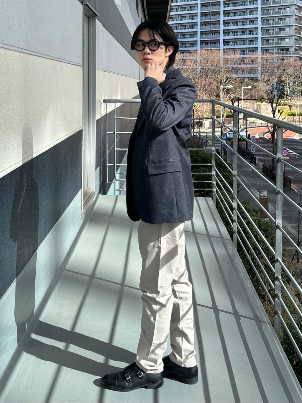 うらしーさんの「THE SHOP TK｜【オールシーズン穿ける！】7DAYSストレッチへリンボンパンツ　ON&hArr;OFF兼用」を使ったコーディネート