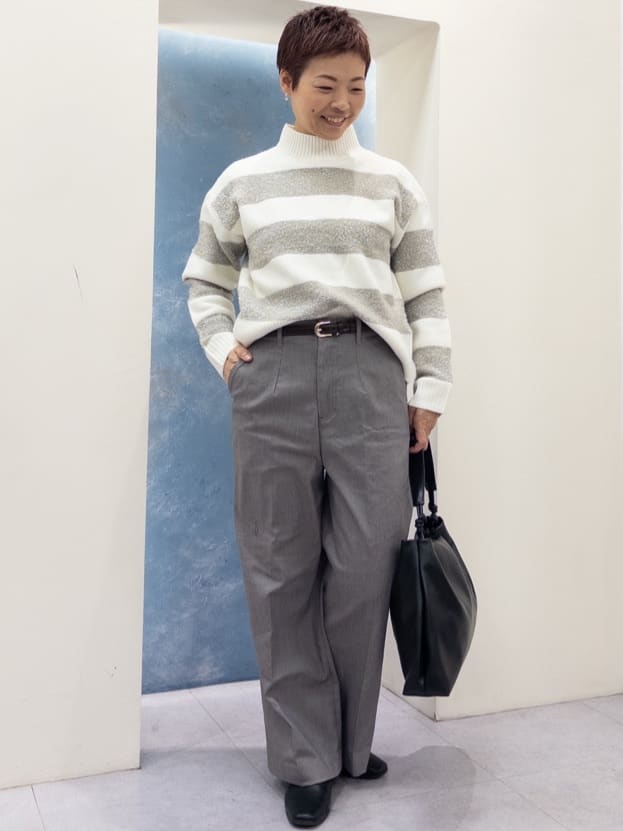 シュウコさんの「grove｜メタルバックルベルト」を使ったコーディネート