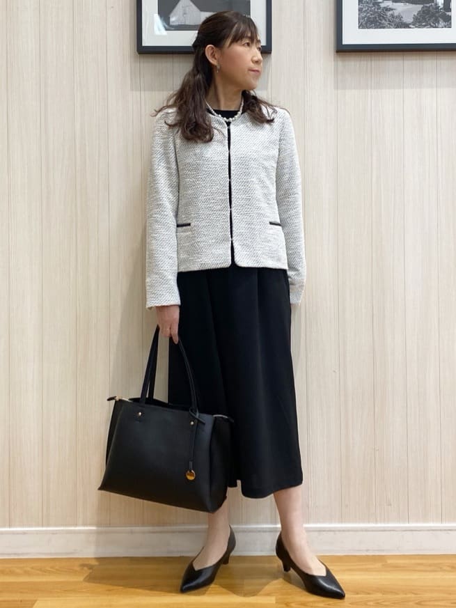 natsuさんの「SHOO･LA･RUE｜◆【S-3L】セレモニーからデイリーにも 軽くて柔らかくて着心地の良い カットツイードジャケット」を使ったコーディネート