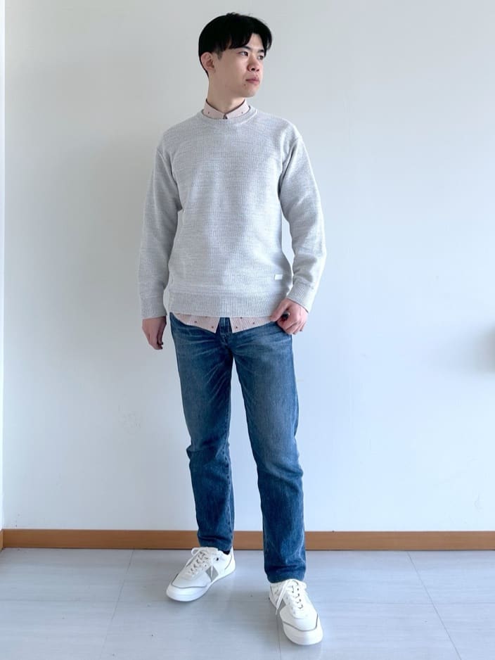 イッシーさんの「TAKEO KIKUCHI｜ハットモチーフ ジャカード ストライプ シャツ」を使ったコーディネート