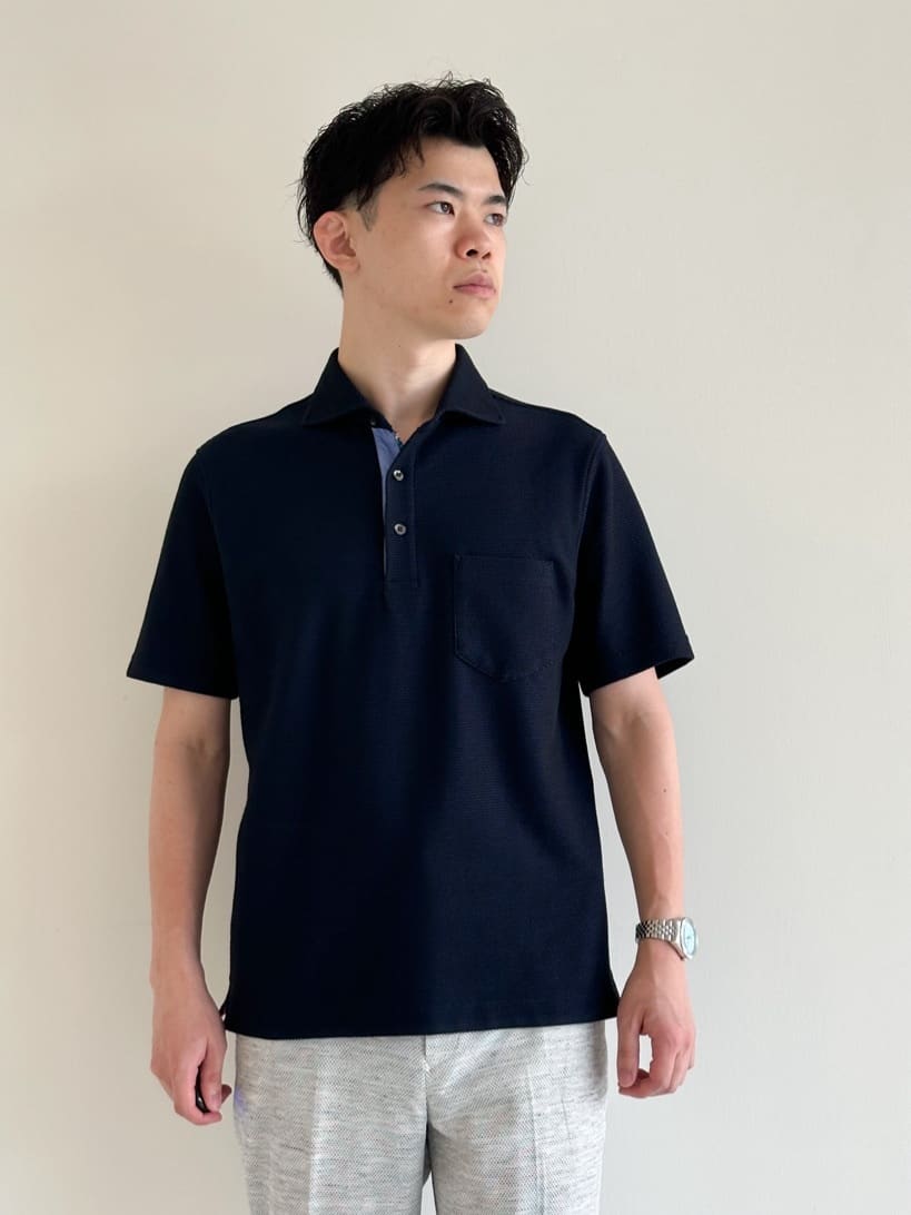 イッシーさんの「TAKEO KIKUCHI｜【抗菌防臭／9色5サイズ展開】ハニカムメランジ ポロシャツ」を使ったコーディネート