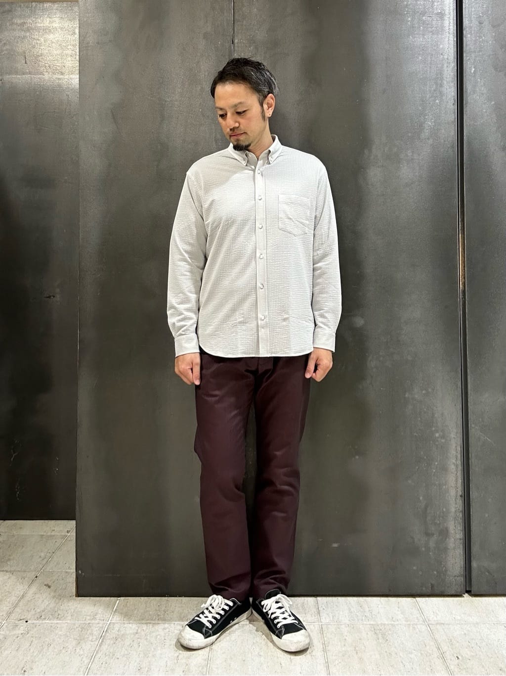 coheyさんの「TAKEO KIKUCHI｜【抗菌防臭/シーズンレス】シアサッカー ジャージシャツ」を使ったコーディネート