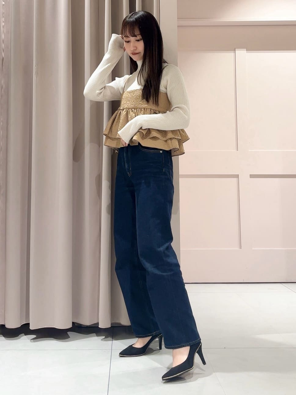 RINAさんの「ESPERANZA｜【晴雨兼用/12時間パンプス】約8.5cm　歩きやすくて疲れにくい」を使ったコーディネート