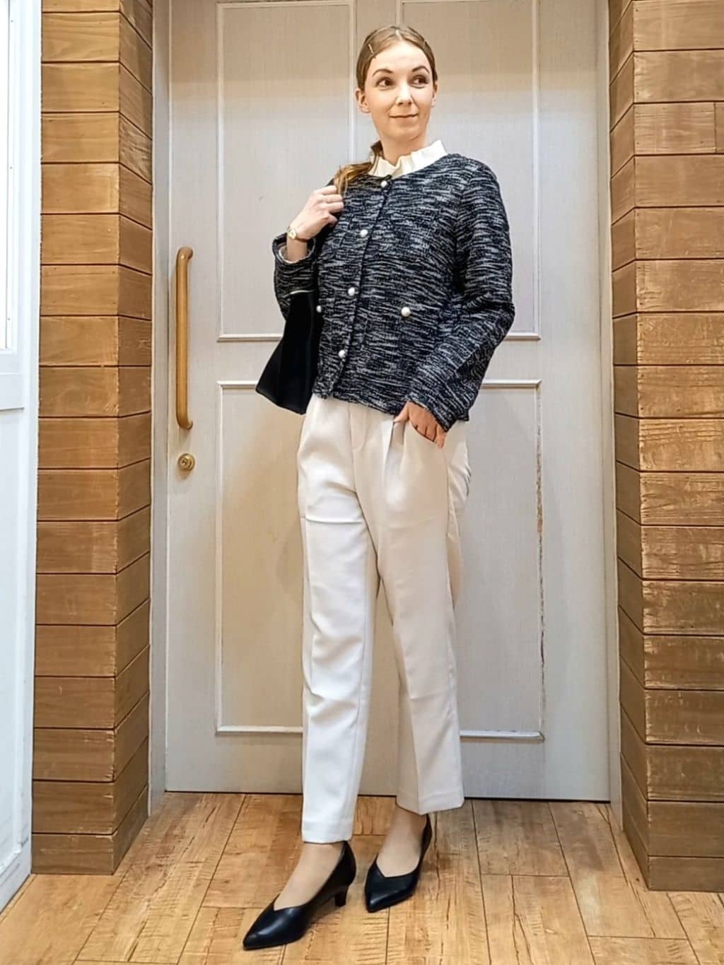 Mirkaさんの「SHOO･LA･RUE｜◆カットツイードジャケット」を使ったコーディネート