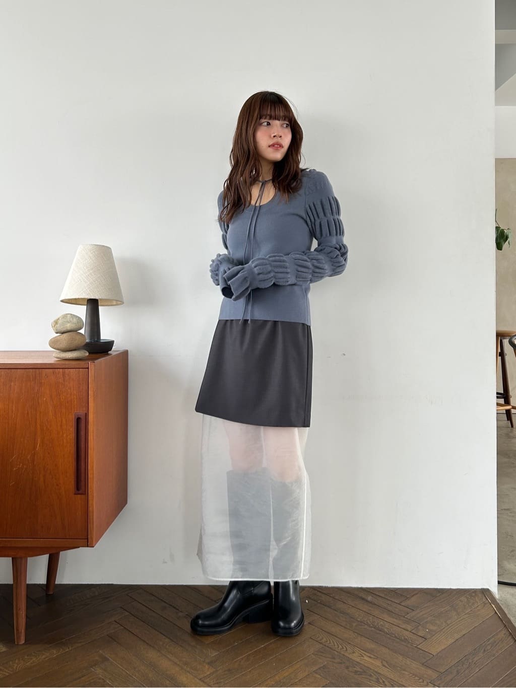 miyu maesakaさんの「CODE A｜reversible sheer skirt」を使ったコーディネート