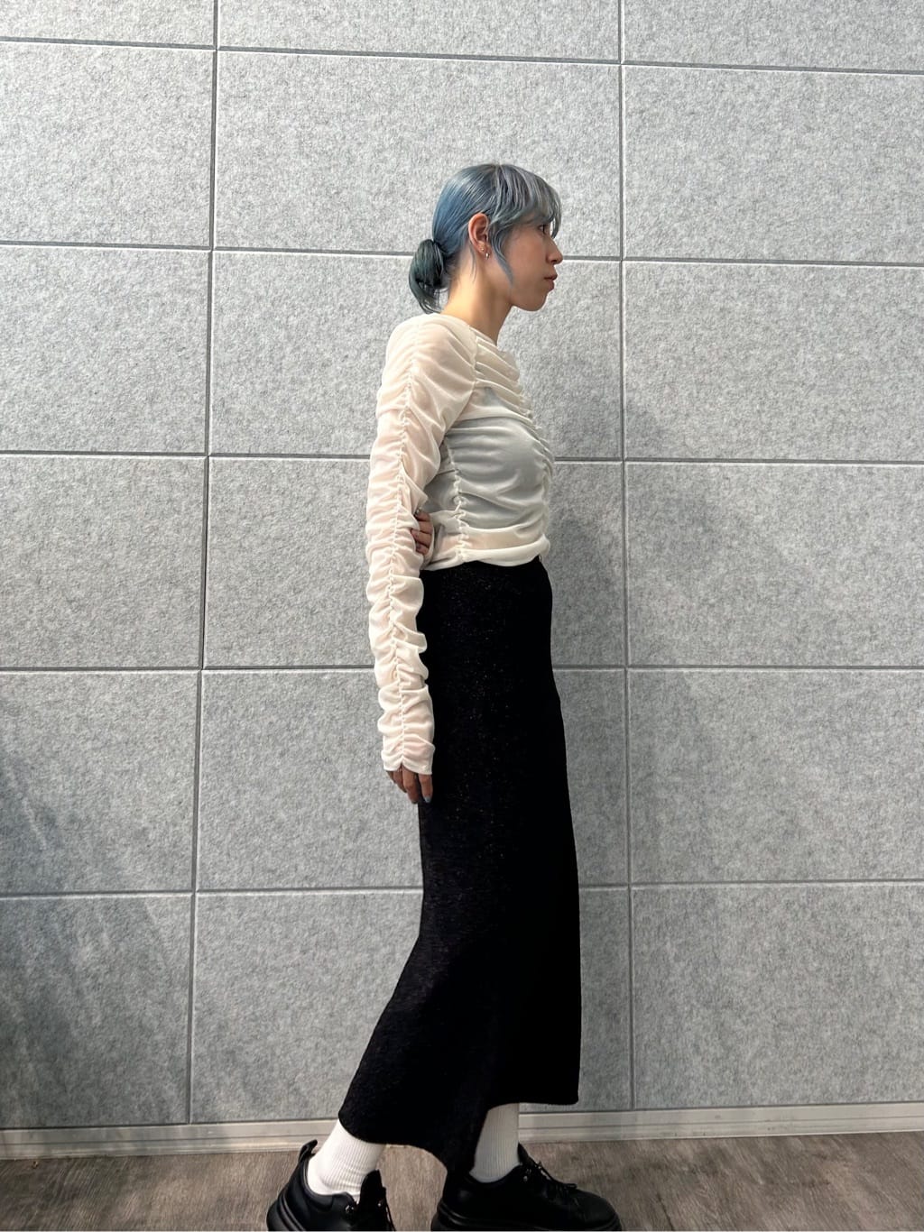 honoka Aさんの「CODE A｜sheer gathered jersey top」を使ったコーディネート