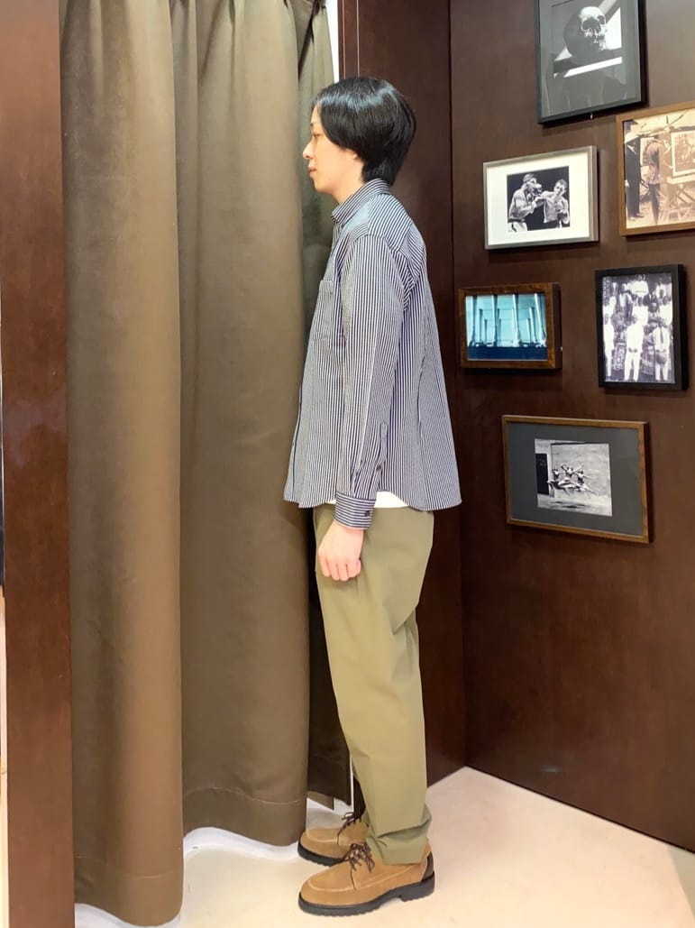 コバヤシさんの「TAKEO KIKUCHI｜【抗菌防臭/シーズンレス】シアサッカー ジャージシャツ」を使ったコーディネート