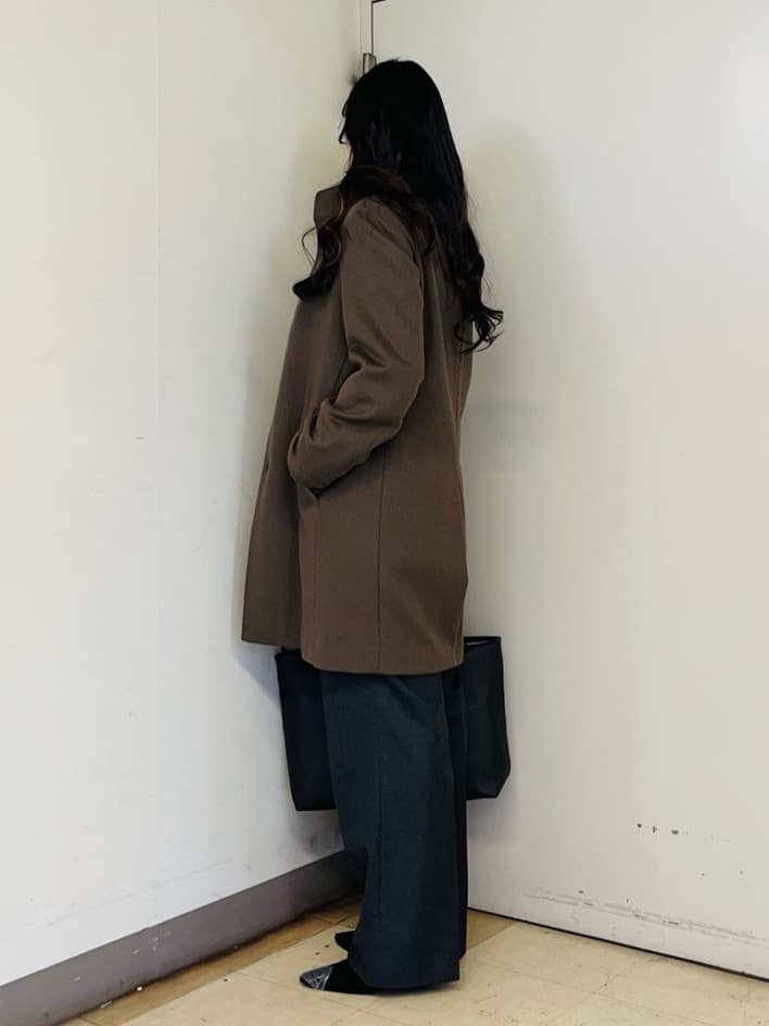 iwさんの「TAKEO KIKUCHI｜【ウールカシミヤブレンド】ビーバー調 スタンドカラー コート」を使ったコーディネート