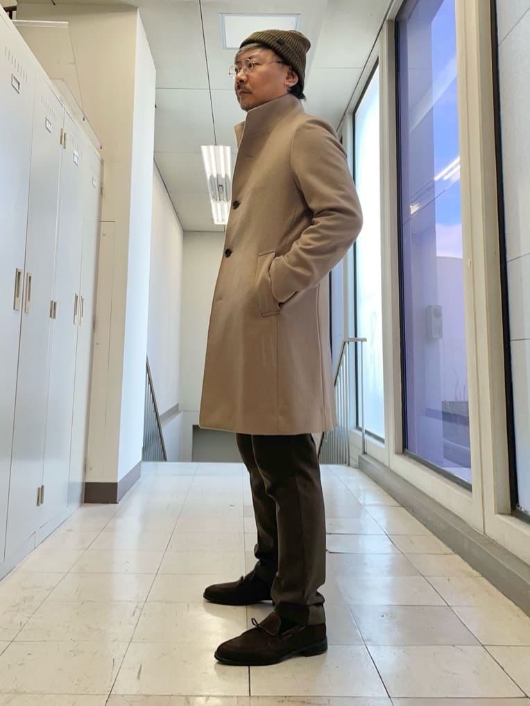 MAKOTO AIさんの「TAKEO KIKUCHI｜【ウールカシミヤブレンド】ビーバー調 スタンドカラー コート」を使ったコーディネート