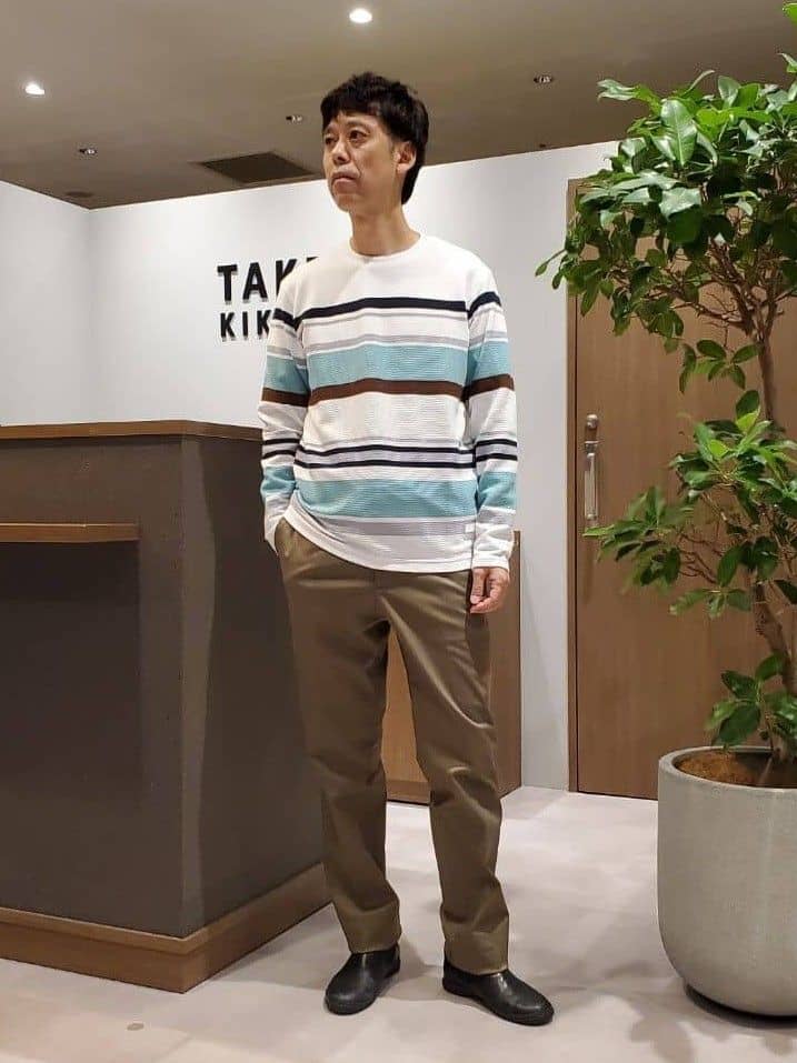 ishidaさんの「TAKEO KIKUCHI｜【オフィスカジュアル対応】ドレス チノパンツ」を使ったコーディネート