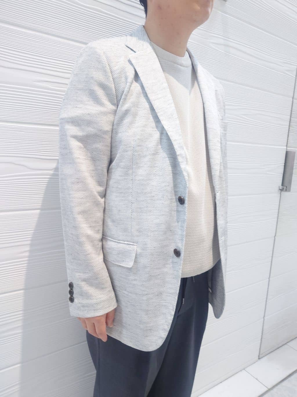 かずさんの「TAKEO KIKUCHI｜【尾州織】リネンブレンド メッシュ ジャケット」を使ったコーディネート