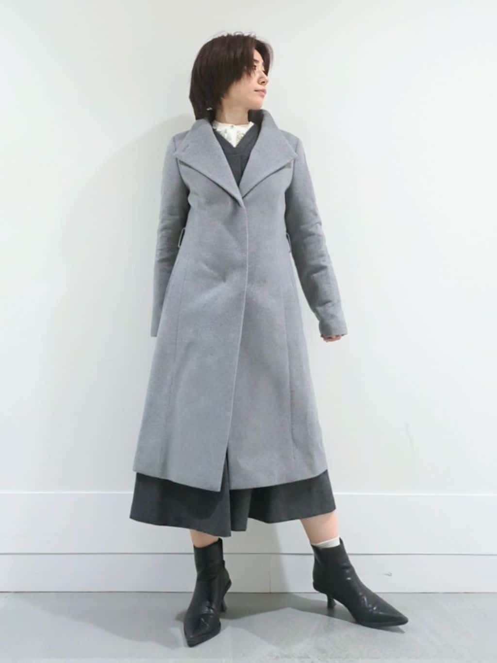 ミズタさんの「UNTITLED｜【日本製／2WAY衿】スタンドカラー ロングコート」を使ったコーディネート
