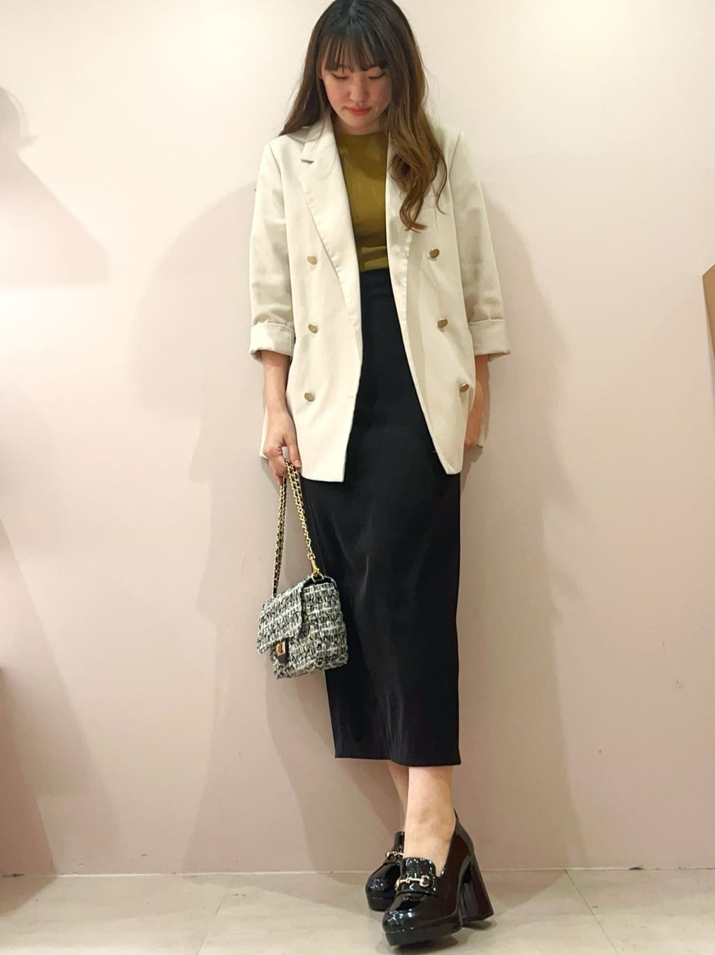 Oさんの「ESPERANZA｜厚底ヒールアップローファー」を使ったコーディネート
