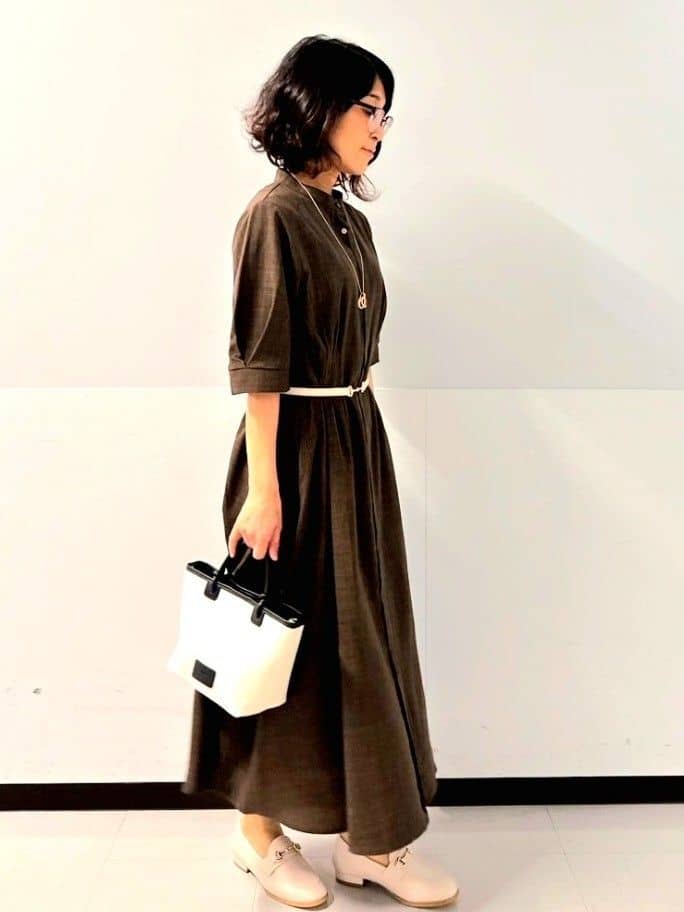 くまみさんの「OPAQUE.CLIP｜◆ピンタックフィット＆フレアワンピース【洗濯機洗い可】」を使ったコーディネート