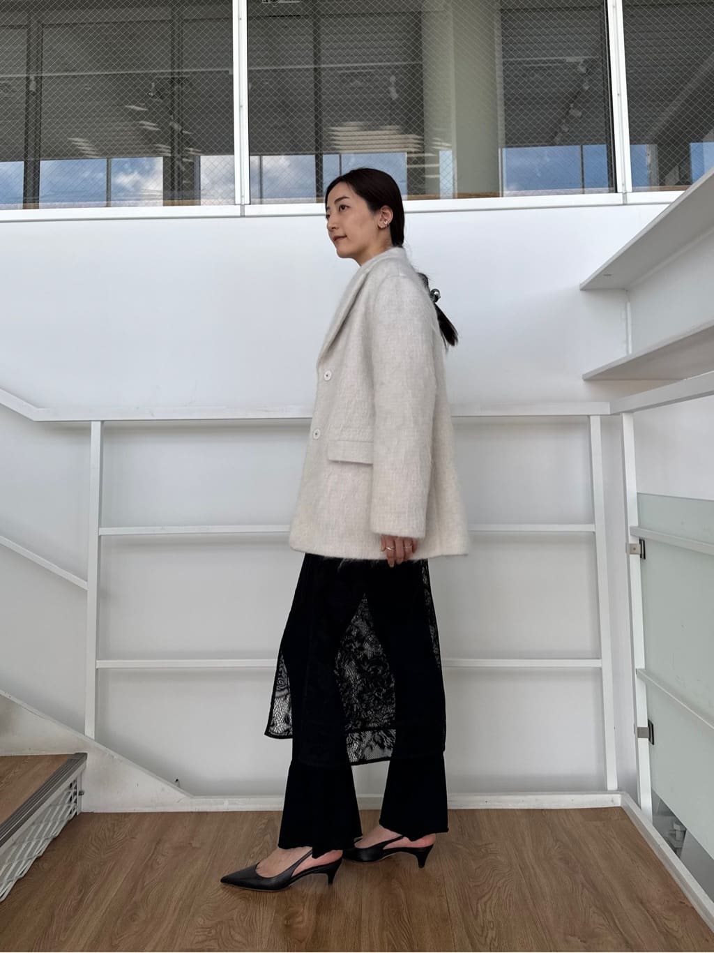 uchi__yamaさんの「CODE A｜shaggy jacket coat」を使ったコーディネート
