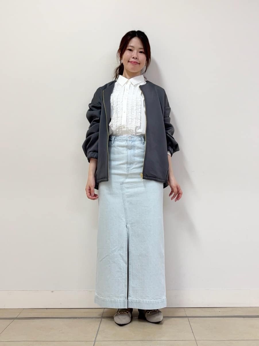 asamiさんの「UNTITLED｜◆【洗える/春の軽羽織り】ダンボール ノーカラーブルゾン」を使ったコーディネート