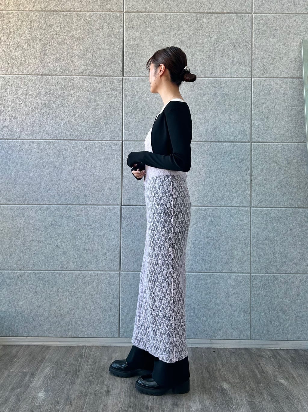 harunaさんの「CODE A｜stretch lace cami dress」を使ったコーディネート