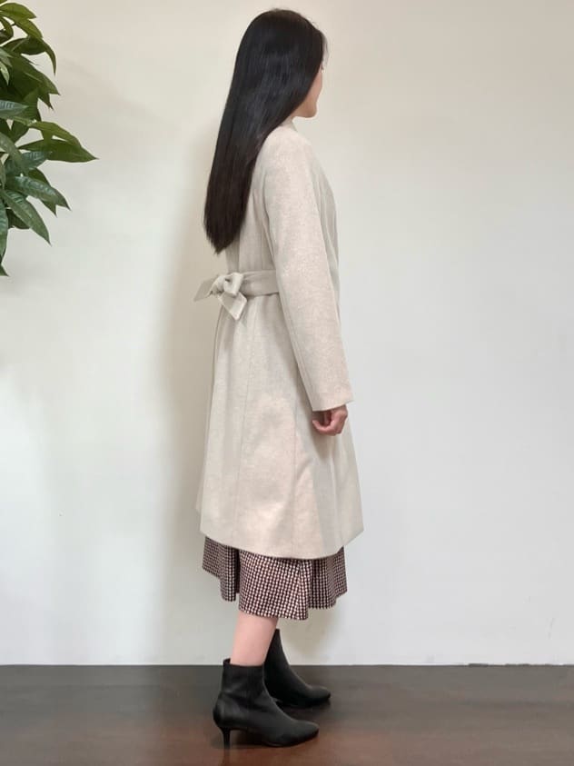 カレンさんの「UNTITLED｜【日本製／2WAY衿】スタンドカラー ロングコート」を使ったコーディネート