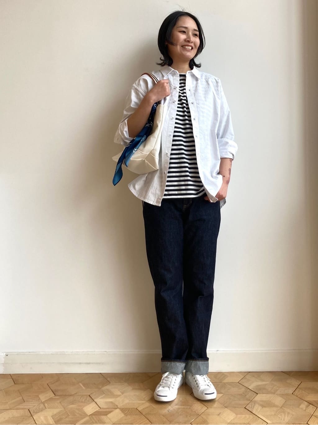 nakagawaさんの「Dessin｜◆オリジナルプリントスカーフ」を使ったコーディネート