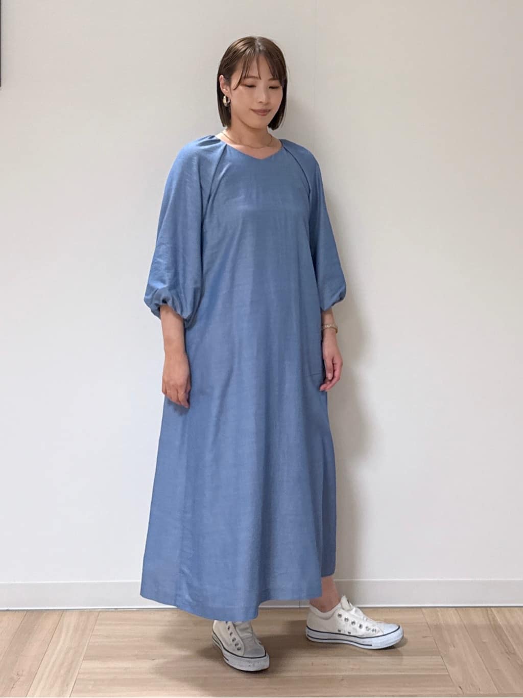 amiさんの「Reflect｜◆【手洗い可／共布ベルト付き】ブルーダンガリーワンピース」を使ったコーディネート