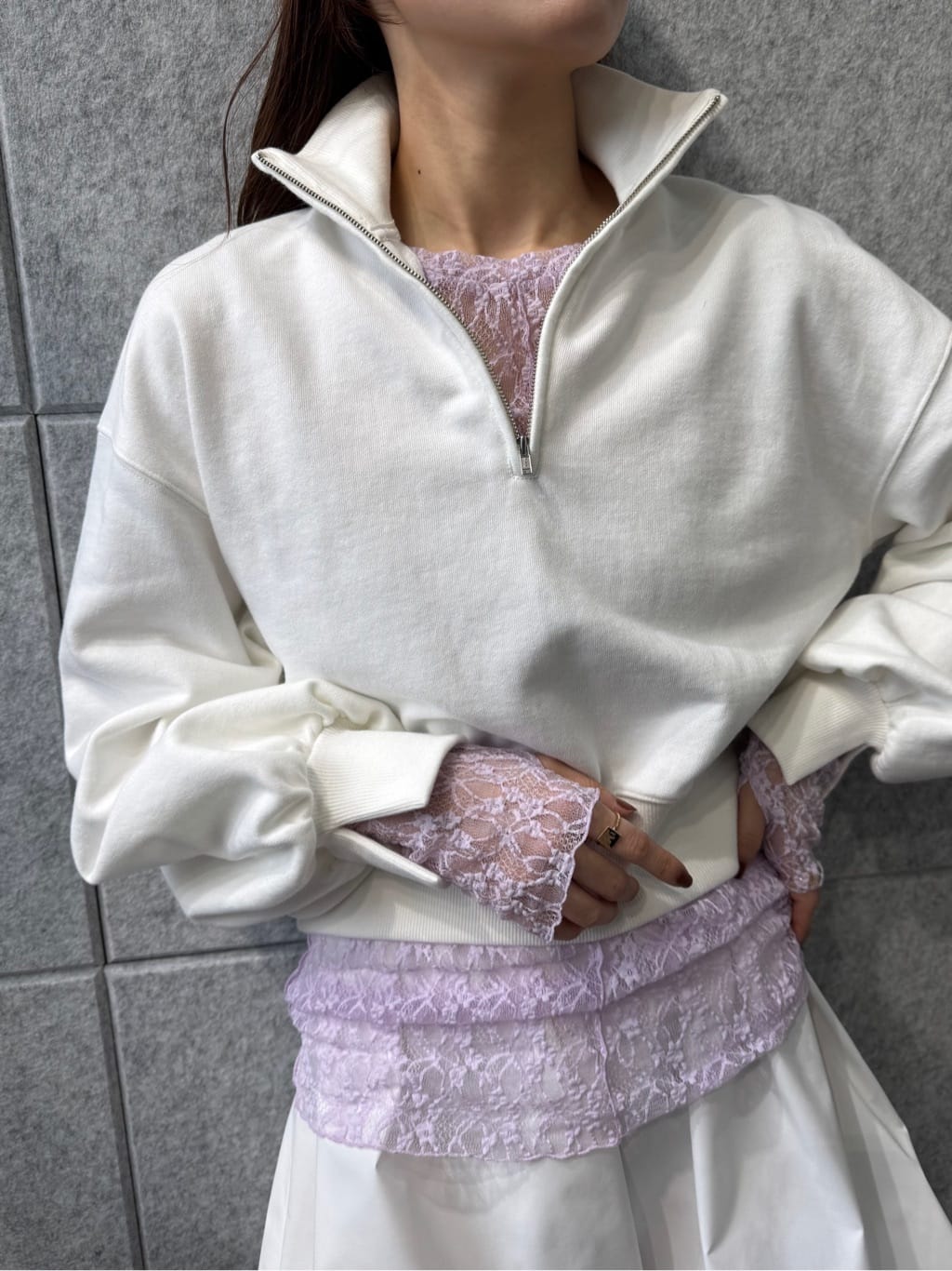 miyu maesakaさんの「CODE A｜puff zip sweat」を使ったコーディネート