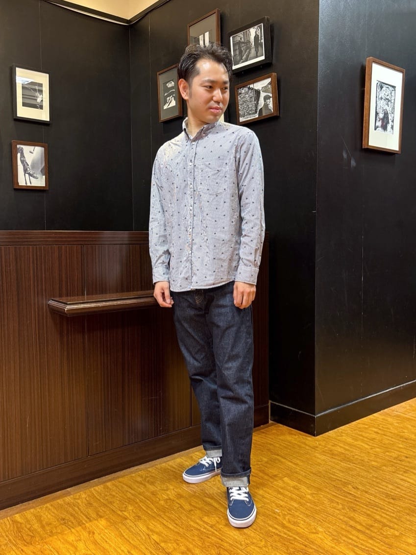 KEIさんの「TAKEO KIKUCHI｜ハットモチーフ ジャカード ストライプ シャツ」を使ったコーディネート