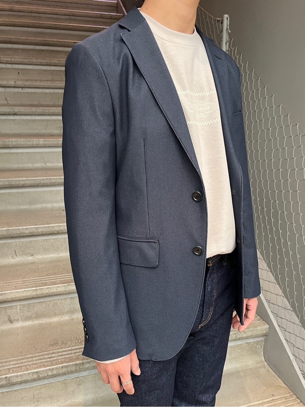 Namikiさんの「TAKEO KIKUCHI｜【モンスターストレッチ】日本製 ワンウォッシュ デニムパンツ」を使ったコーディネート