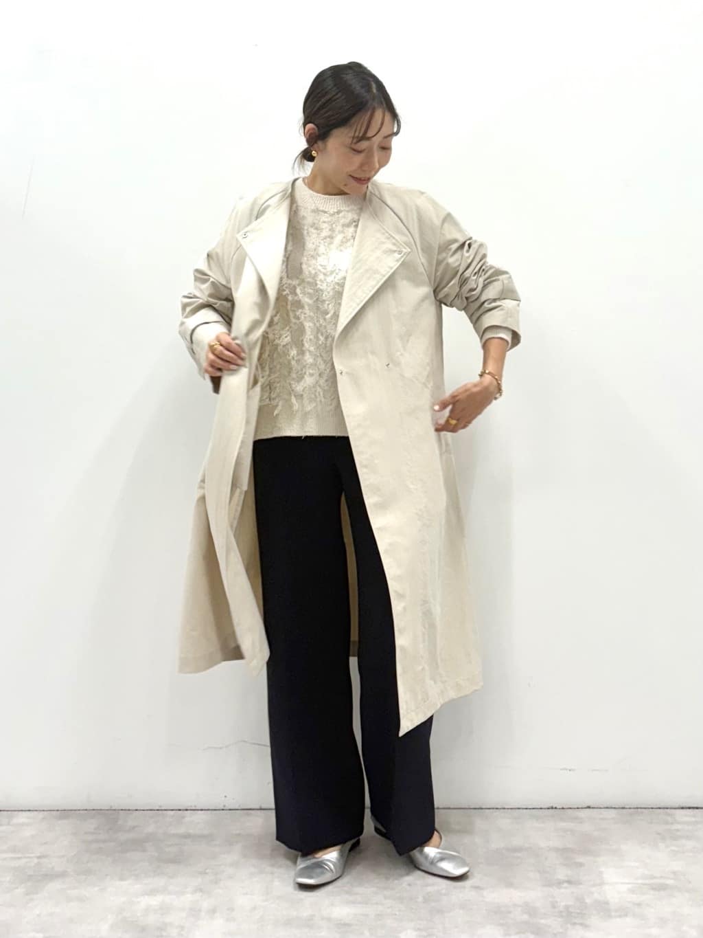 YUさんの「INDIVI｜◆【洗える】フリンジ ジャカードニット」を使ったコーディネート