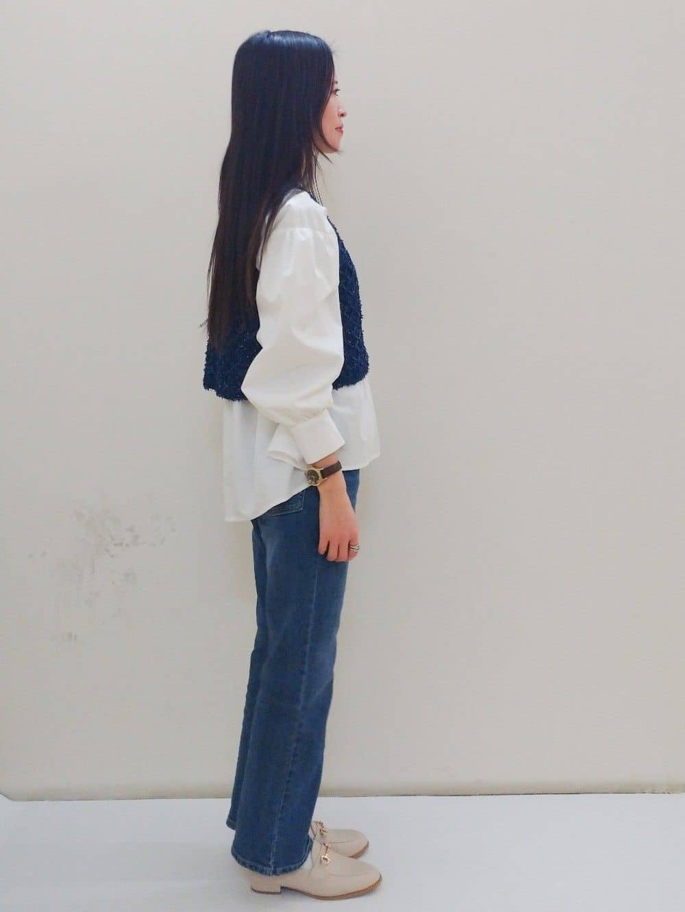 yuriさんの「OPAQUE.CLIP｜◆バンドカラーペプラムシャツ【洗濯機洗い可】」を使ったコーディネート