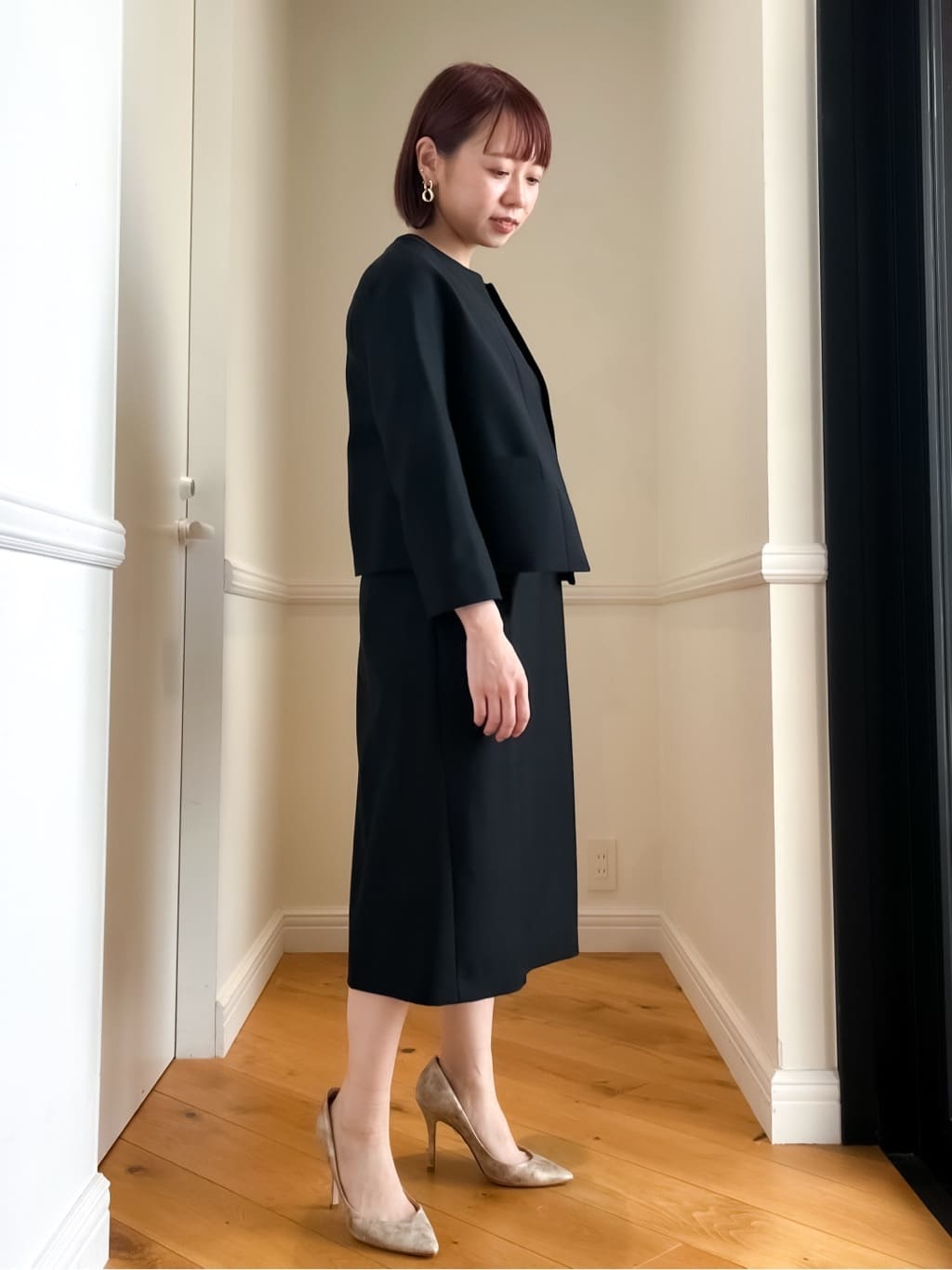 HOMMAさんの「DRESSTERIOR｜【セットアップ可】ブラックフォーマルワンピース」を使ったコーディネート