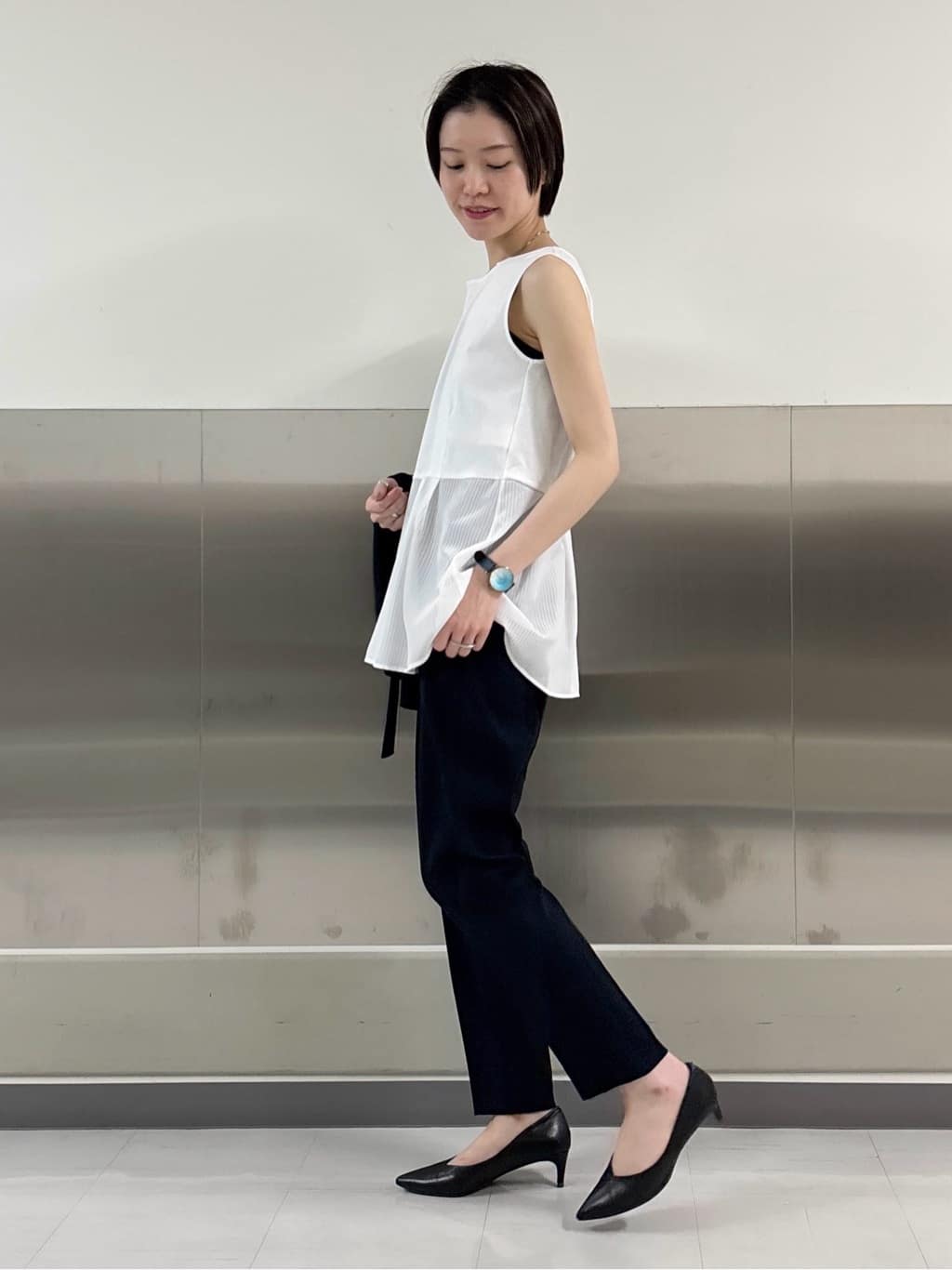 kanaeさんの「INDIVI｜【洗える／レイヤードにも活躍】ペプラムインナートップス」を使ったコーディネート