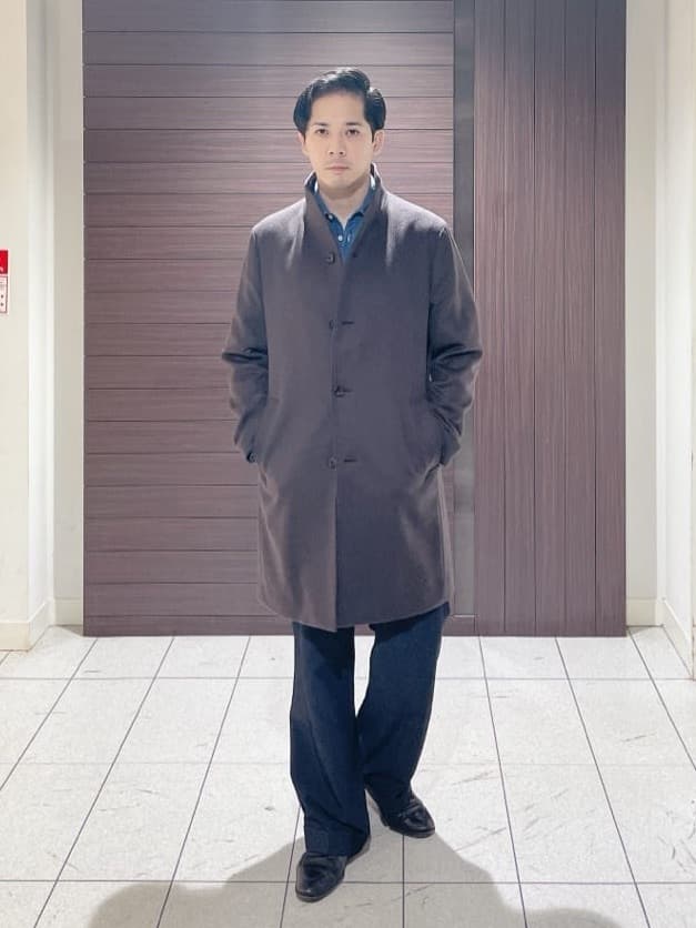 ToyoPさんの「TAKEO KIKUCHI｜【ウールカシミヤブレンド】ビーバー調 スタンドカラー コート」を使ったコーディネート