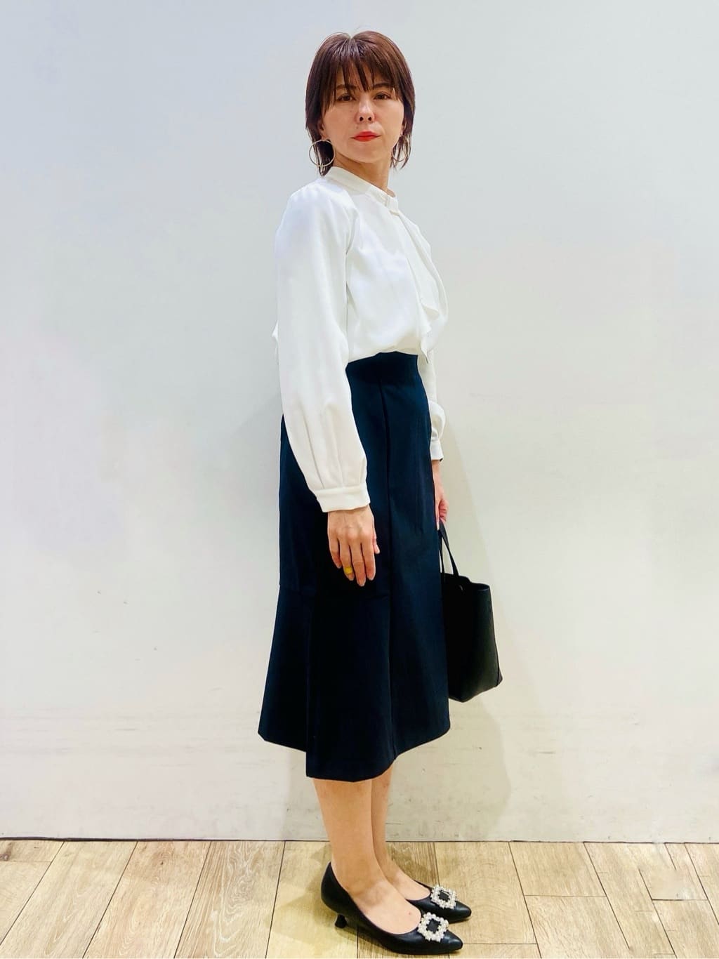 YUKOさんの「index｜《5色展開／S-LLサイズ》ストレッチマーメイドスカート／セットアップ対応【洗濯機洗い可／イージーケ」を使ったコーディネート