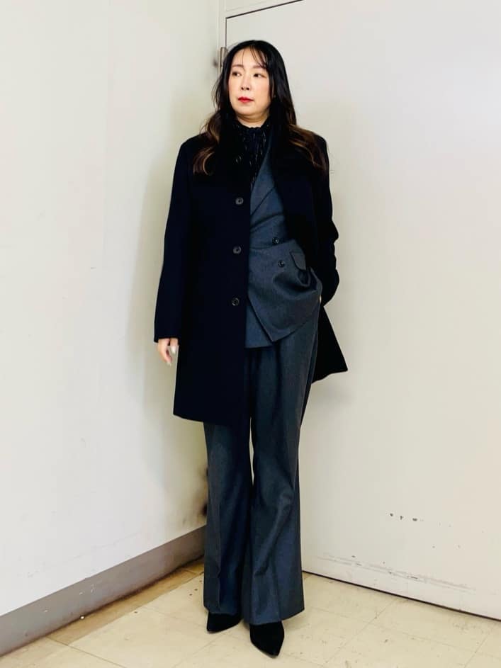 iwさんの「TAKEO KIKUCHI｜【ウールカシミヤブレンド】ビーバー調 スタンドカラー コート」を使ったコーディネート