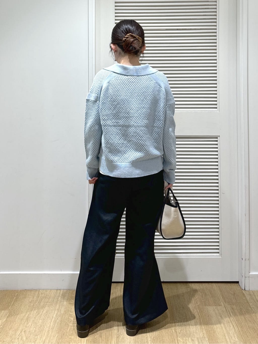 Harunaさんの「Dessin｜◆【洗える】襟付きメッシュニット」を使ったコーディネート