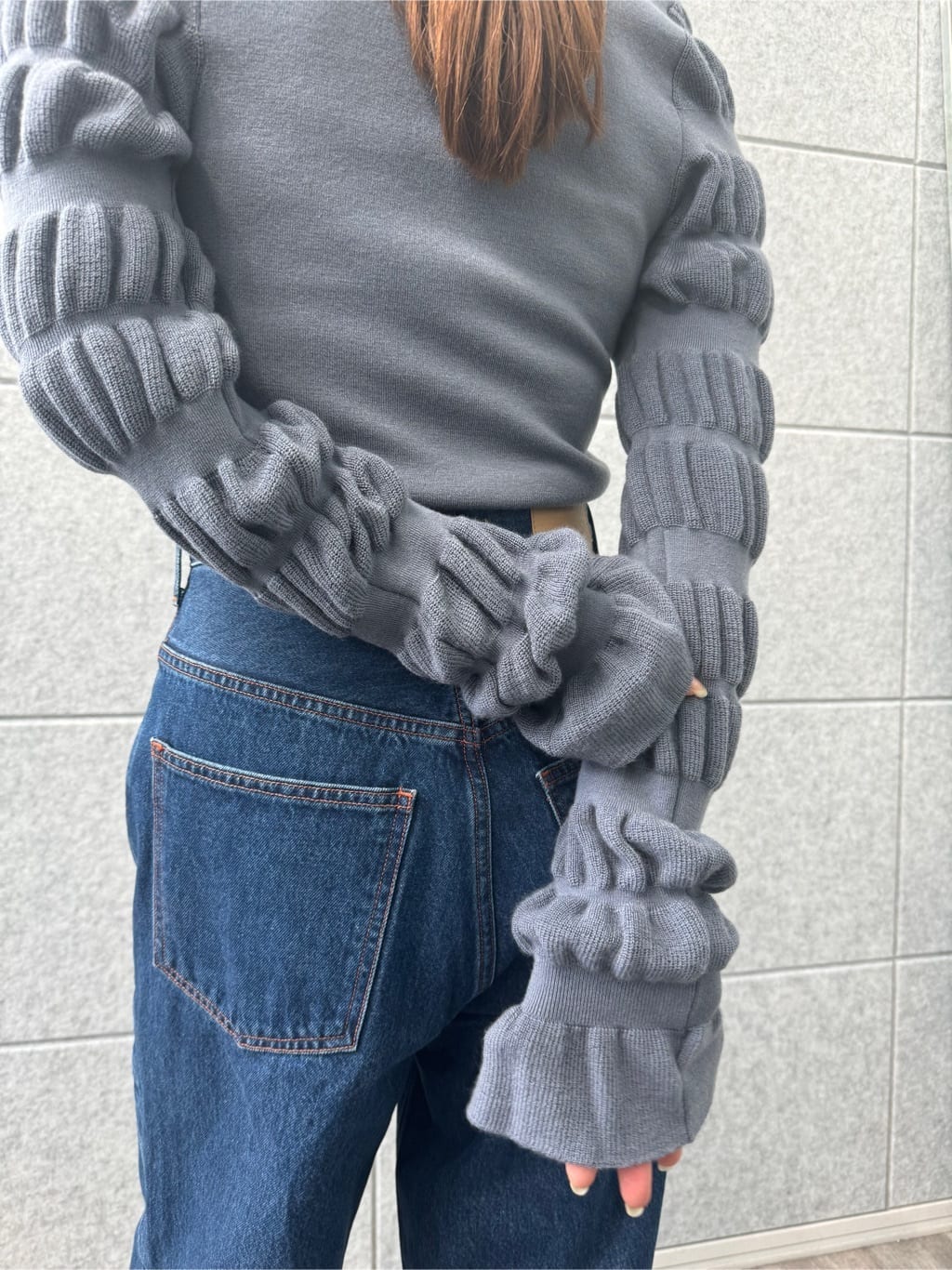 designer yukaさんの「CODE A｜gathered sleeves knit」を使ったコーディネート