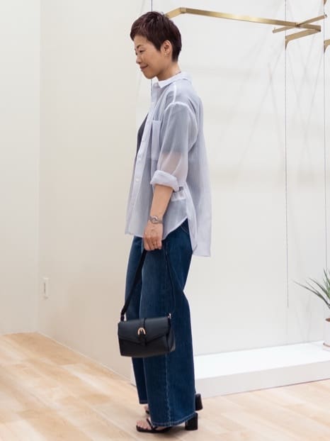 シュウコさんの「grove｜【Lee&times;grove別注】WIDE DENIM PANTS」を使ったコーディネート
