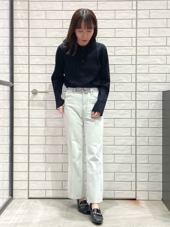 ayakaさんの「OPAQUE.CLIP｜◆ワイドリブポロニット【洗濯機洗い可】」を使ったコーディネート