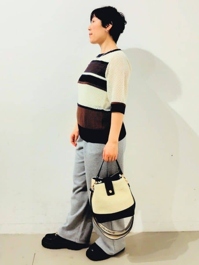 kodamaさんの「THE SHOP TK｜◆マルチボーダートップス【洗える】」を使ったコーディネート