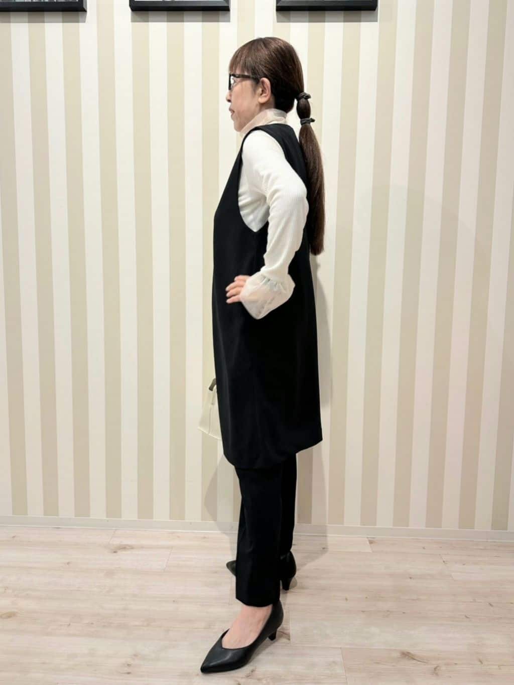 nonaさんの「SHOO･LA･RUE｜◆【洗える/S-3L/セットアップ可】セレモニーや通勤にも カットジョーゼット ジレ」を使ったコーディネート