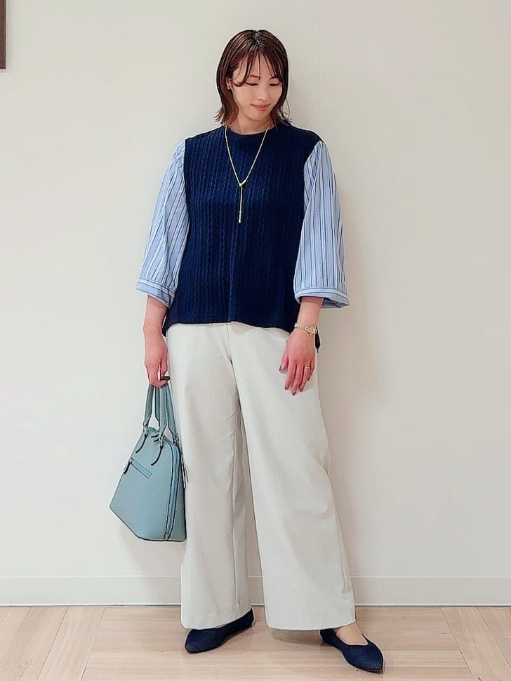 amiさんの「Reflect｜◆【夏SALE／E‐QUALITY／洗える】異素材ミックスプルオーバー」を使ったコーディネート