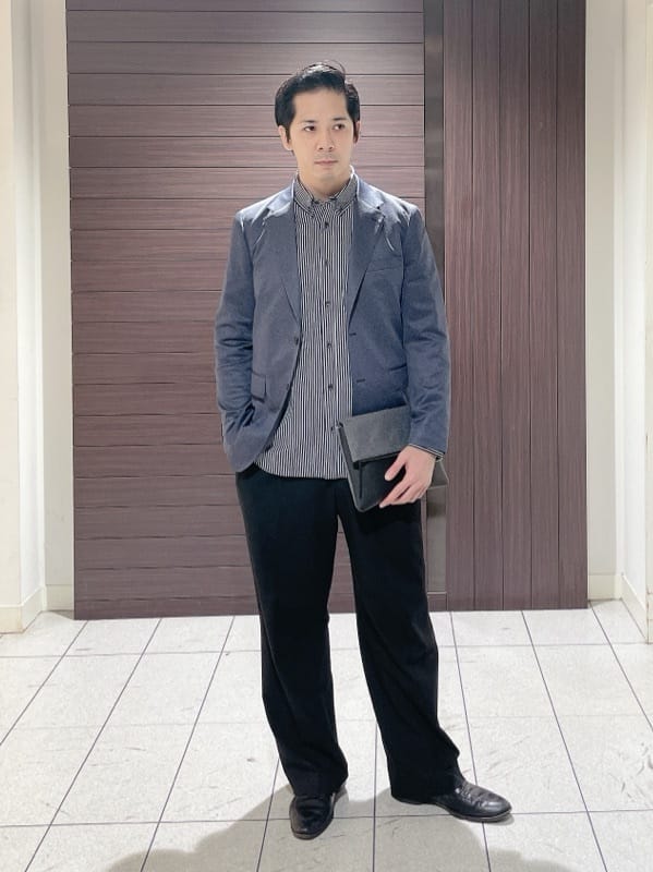 ToyoPさんの「TAKEO KIKUCHI｜【抗菌防臭/シーズンレス】シアサッカー ジャージシャツ」を使ったコーディネート