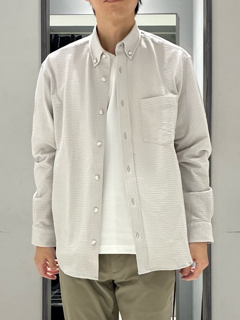 わいずみさんの「TAKEO KIKUCHI｜【抗菌防臭/シーズンレス】シアサッカー ジャージシャツ」を使ったコーディネート