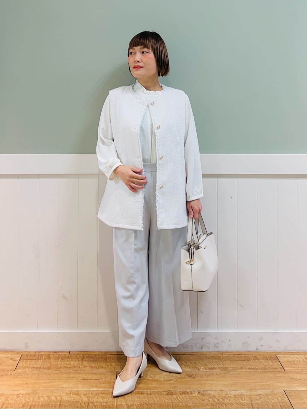タナさんの「SHOO･LA･RUE｜【S-5L/洗濯機可/2WAYストレッチ】ダブルクロスワイドパンツ」を使ったコーディネート