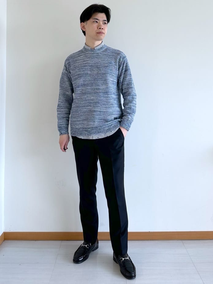 イッシーさんの「TAKEO KIKUCHI｜ハットモチーフ ジャカード ストライプ シャツ」を使ったコーディネート
