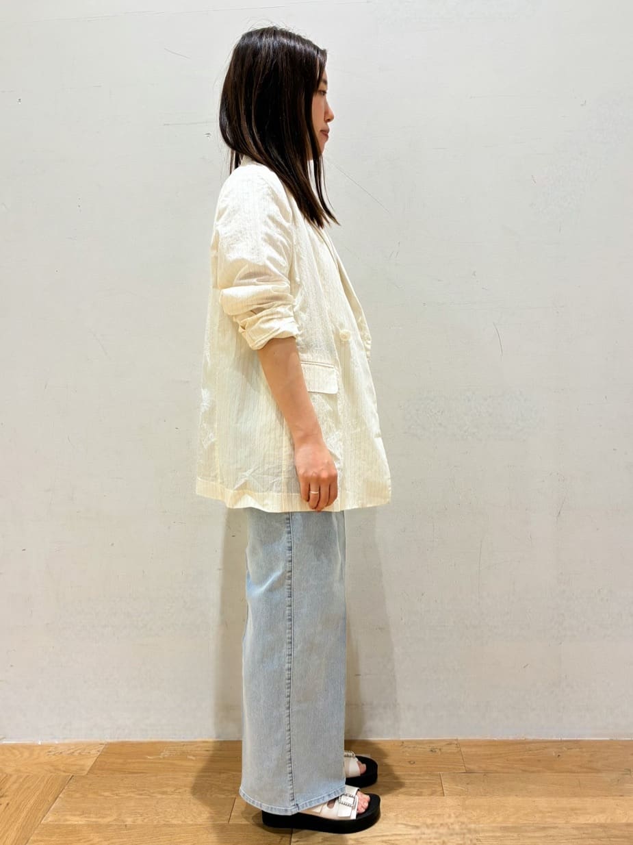 kurumiさんの「OPAQUE.CLIP｜◆シアーストライプテーラードジャケット【洗濯機洗い可】」を使ったコーディネート