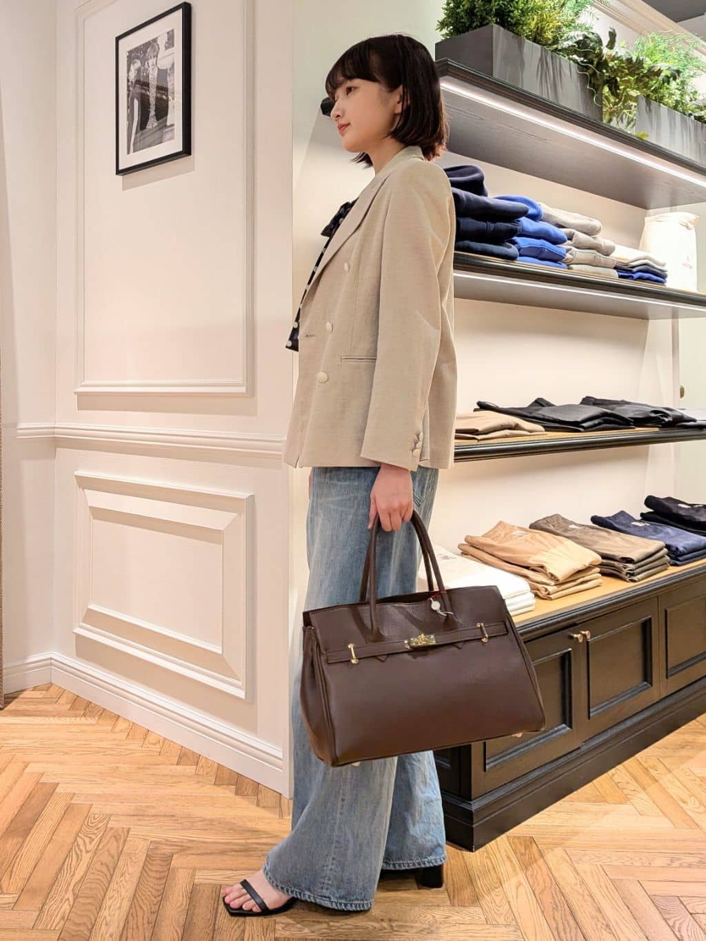 saoriさんの「DRESSTERIOR｜ヴィンテージ加工ワイドデニムパンツ」を使ったコーディネート