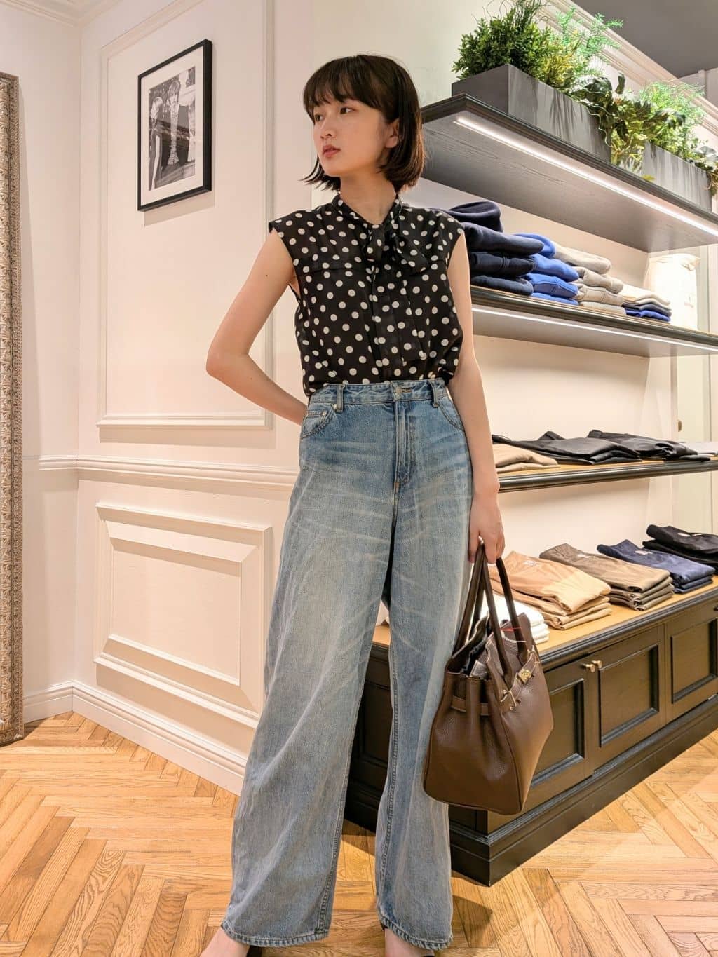 saoriさんの「DRESSTERIOR｜ヴィンテージ加工ワイドデニムパンツ」を使ったコーディネート