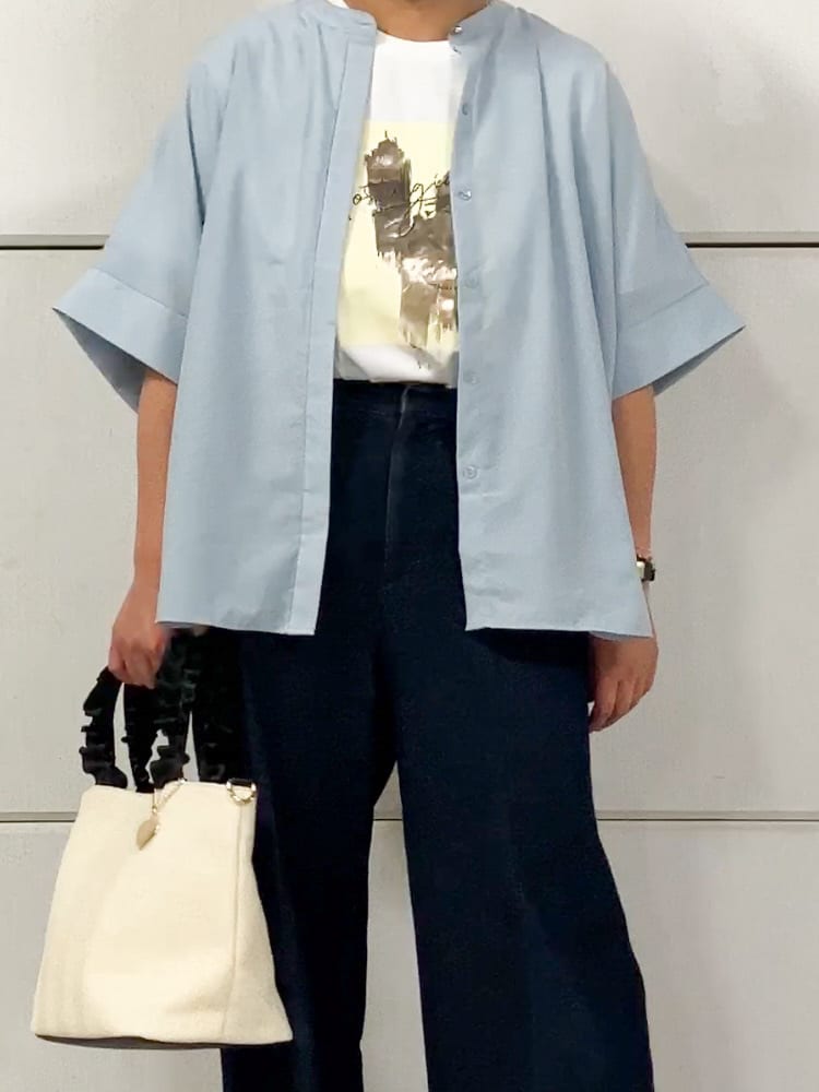Rさんの「THE SHOP TK｜【美脚/オ―ルシーズン】デニムマリンパンツ/洗濯機OK」を使ったコーディネート